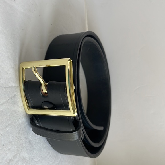 Boston Leather Belt 38 Black Gold Buckle 6505 - Picture 1 of 9